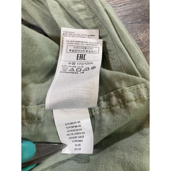 Gap Women’s Boyfriend Fit Linen Blend Button Up Shirt Pocket Sage Green Size L - Picture 6 of 7